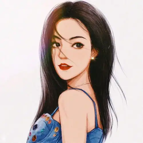 蓝色系手绘女生头像图集