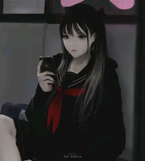 女生头像红色系动漫图片