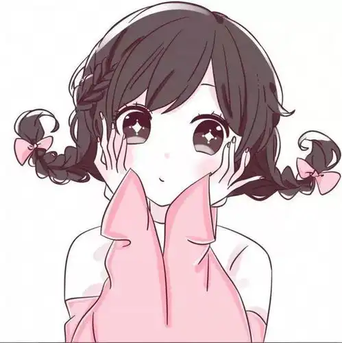  粉色少女系卡通女生头像,可爱头像