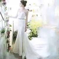  美女头像婚纱披落的美丽