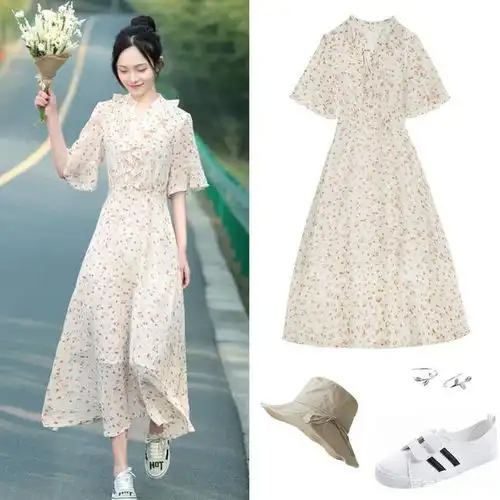  清新碎花连衣裙,甜美又减龄,充满了森系仙美的氧气少女感