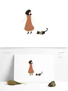  治愈系女孩和猫咪插画设计图片素材其他格式下载其他大全