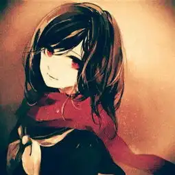  二次元女生头像,黑白风的,眼睛是红色的,阿里嘎多