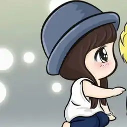 女蓝色帽子男金色头发的卡通情侣头像 女蓝色帽子男金色头发的卡通情侣头像