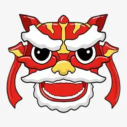  卡通手绘红色舞狮头插画图片素材其他格式下载动漫人物大全