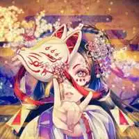  二次元戴狐狸面具萝莉头像,女生头像图片