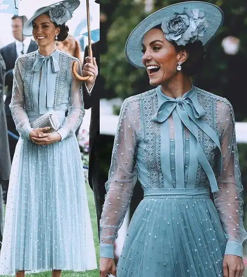 凯特王妃蓝色系裙装气质清新高贵,干练英式风格 凯特王妃蓝色系裙装气质清新高贵,干练英式风格