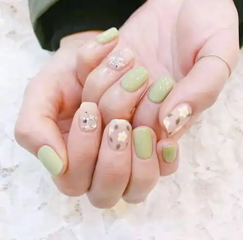 绿蓝系美甲款,氧气少女炼成记