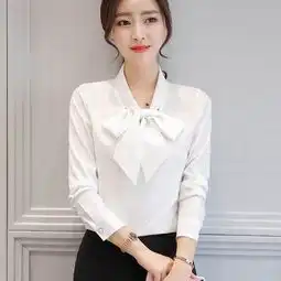  时尚潮流百搭修身衬衫女春秋新款韩版纯色蝴蝶结女装上衣2529岁图片大全邮乐官方网站