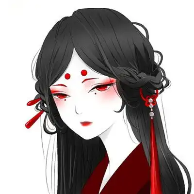 红色古风女生动漫头像
