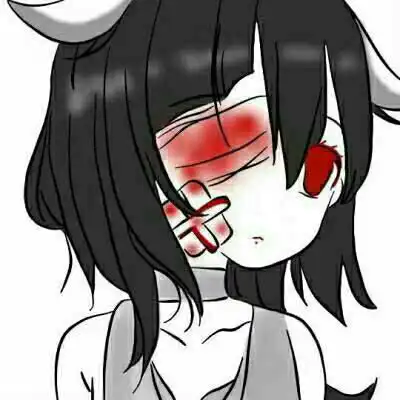  丧系黑化动漫女头带血红色