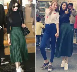 头像微信绿色系百褶裙