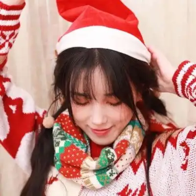  微信圣诞帽头像女生好看又可爱的圣诞节女头像2019