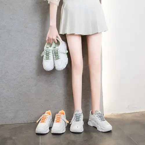  新款老爹鞋女ins超火2020秋季网红小白网面透气运动韩版百搭女鞋