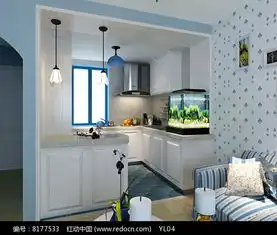  蓝色系瓷砖厨房红动网