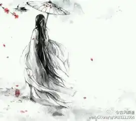  古风手绘图片,长头发是铺在地上的长度,应该是背影,男女忘了,