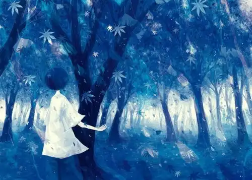 安静的蓝色调,唯美治愈二次元插画 安静的蓝色调,唯美治愈二次元插画