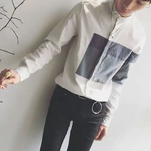  杨洋同款日系原创潮流牛津布男士衬衫长袖韩版外套宽松秋冬季