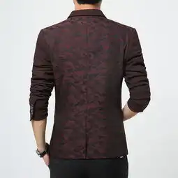 春装韩版修身花纹西装红色蓝色m3xl 春装韩版修身花纹西装红色蓝色m3xl