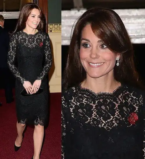 凯特王妃经典黑色系穿搭最爱配红色胸花,连衣裙穿出小蛮腰 凯特王妃经典黑色系穿搭最爱配红色胸花,连衣裙穿出小蛮腰