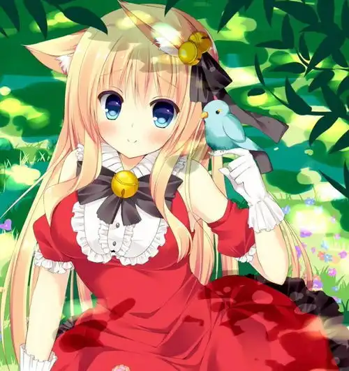  唯美的卡通头像二次元金发少女,打扮华丽,高贵典雅