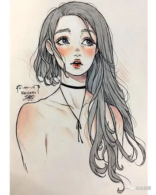  大海系清新少女插画我又双叒叕被撩到了