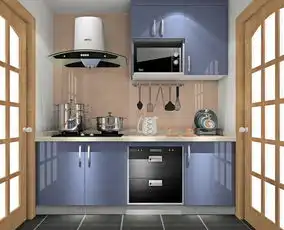  小清新厨房设计蓝色系厨房装修效果图
