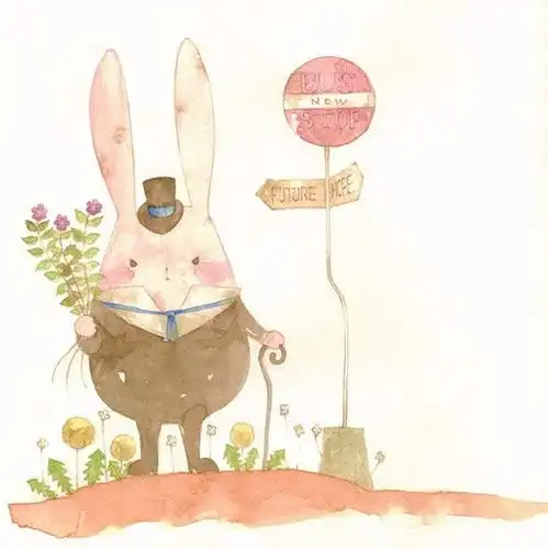  粉粉色系画可爱兔子小兔插画堆糖,美好生活研究所