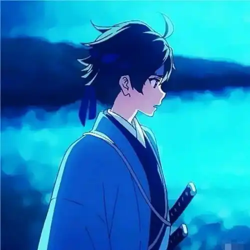  有没有好看的微丧的,蓝色系,动漫的男生头像