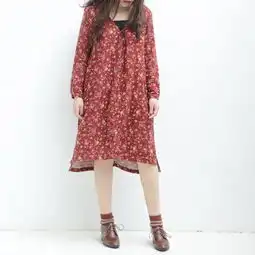  26101日系森女复古印花小碎花双层棉麻v领堆糖,美图壁纸兴趣社区