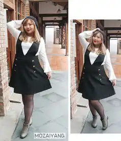  嗨中大尺码美女亲爱的复古黑色系