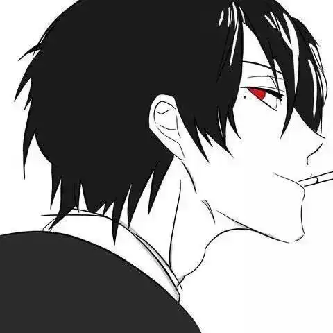  暗黑系男头丧系黑白动漫男生头像