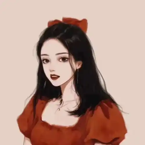  手绘气质红衣女生头像,永远热爱,永远热泪盈眶