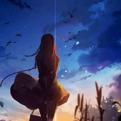  动漫女头忧郁蓝色系女生头像手绘文艺风