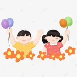  儿童节暖色系男孩女孩玩气球素材图片免费下载千库网