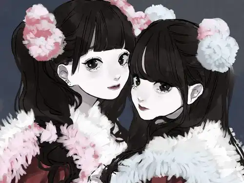  插画壁纸头像暗黑系精致洛丽塔漫画美少女姐妹闺蜜女生最爱