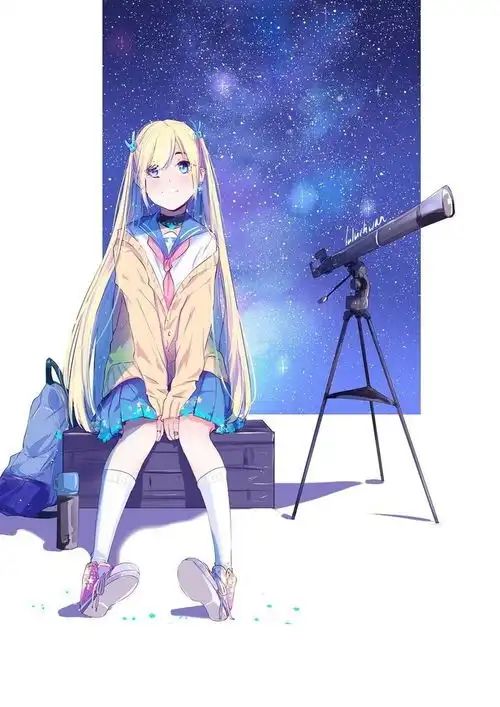  好看且有神秘感的蓝色系少女插画,感觉唯美而又空灵