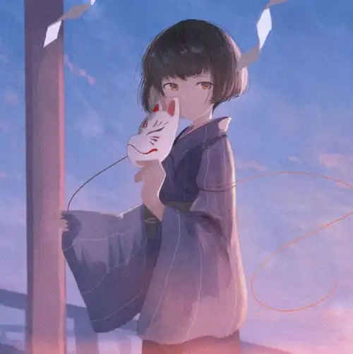  动漫女头蓝色系手绘女生头像壁纸