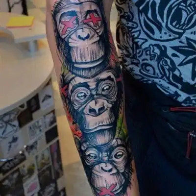 微信头像纹身不同风格的猩猩猴子纹身 微信头像纹身不同风格的猩猩猴子纹身
