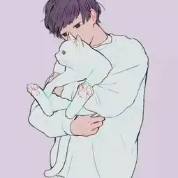 手绘男生抱猫动漫头像
