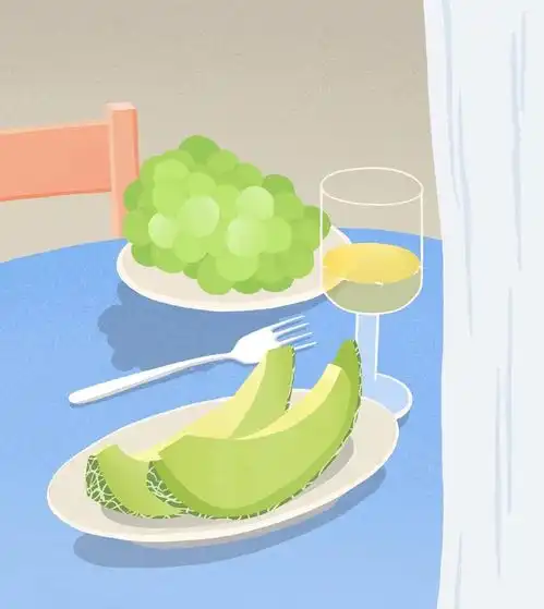  插画师omilhwa治愈系水果葡萄插画中性色插画