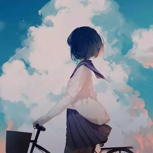  动漫女头蓝色系手绘女生头像壁纸