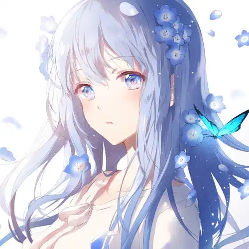 蓝色系手绘女生头像图集