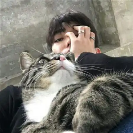 头像男抱猫咪图片高清