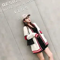  ins港风潮款小清新韩系撞色百搭针织开衫外套秋季新款女装依生