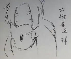  一个红衣男孩,抱着一只猫,动漫的